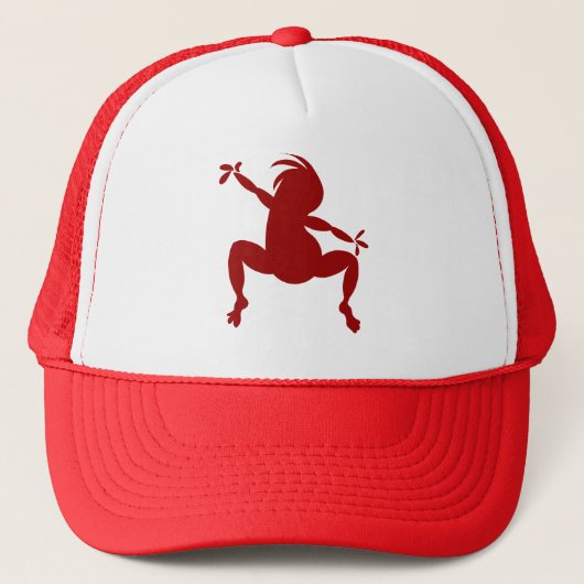 Red Dancing Kokopelli Trucker Pet (Voorkant)