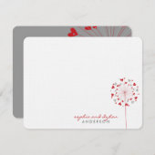 Red Dandelions Love Hearts Weddenschap Hartelijk d Bedankkaart (Voorkant / Achterkant)