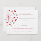 Red Dandelions Love Summer Wedding RSVP Kaart (Voorkant)