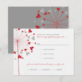 Red Dandelions Love Summer Wedding RSVP Kaart (Voorkant / Achterkant)