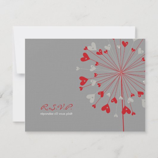 Red Dandelions Love Summer Wedding RSVP Kaart (Achterkant)