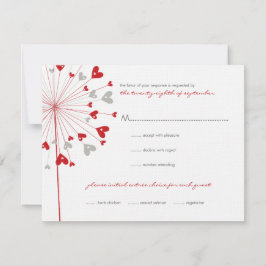 Red Dandelions Love Summer Wedding RSVP Kaart