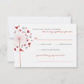 Red Dandelions Love Summer Wedding RSVP Kaart (Voorkant)
