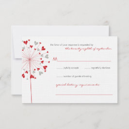 Red Dandelions Love Summer Wedding RSVP Kaart