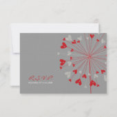 Red Dandelions Love Summer Wedding RSVP Kaart (Achterkant)