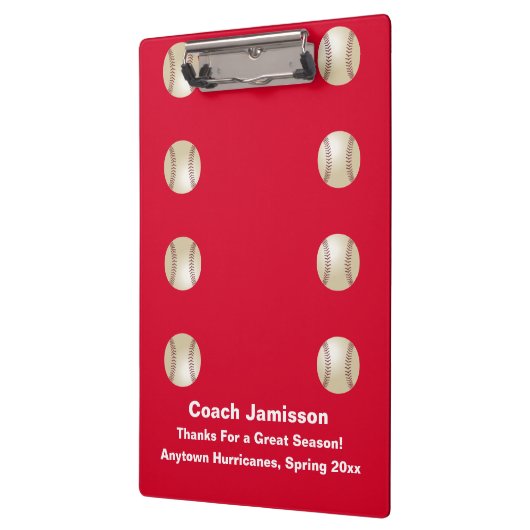 Red, dank je honkbal team coach, naam, klembord (Links)