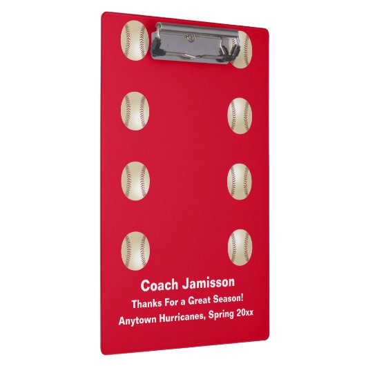 Red, dank je honkbal team coach, naam, klembord (Rechts)