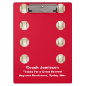 Red, dank je honkbal team coach, naam, klembord (Voorkant)