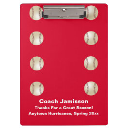 Red, dank je honkbal team coach, naam, klembord