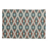 Red Dark Brown Blauwgroen Blue Tribal Art Patroon Kussensloop (Achterkant-Links)