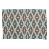 Red Dark Brown Blauwgroen Blue Tribal Art Patroon Kussensloop (Voorkant-Links)