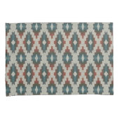 Red Dark Brown Blauwgroen Blue Tribal Art Patroon Kussensloop (Voorkant-Rechts)
