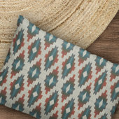 Red Dark Brown Blauwgroen Blue Tribal Art Patroon Kussensloop