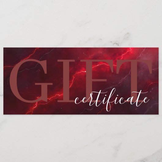 Red Dark Chic Bold Elegant Luxury Gift Certificate Save The Date (Voorkant)