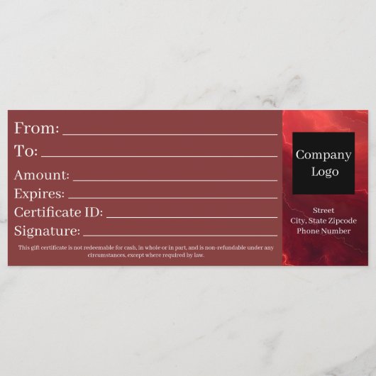 Red Dark Chic Bold Elegant Luxury Gift Certificate Save The Date (Achterkant)