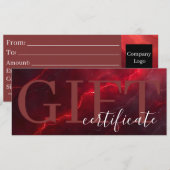 Red Dark Chic Bold Elegant Luxury Gift Certificate Save The Date (Voorkant / Achterkant)