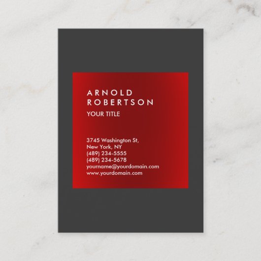 Red Dark Grey Trendy Professional Visitekaartje (Voorkant)