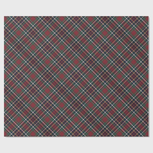 Red Dark Navy Blue Green Plaid Pattern Holiday Cadeaupapier (Vlak)