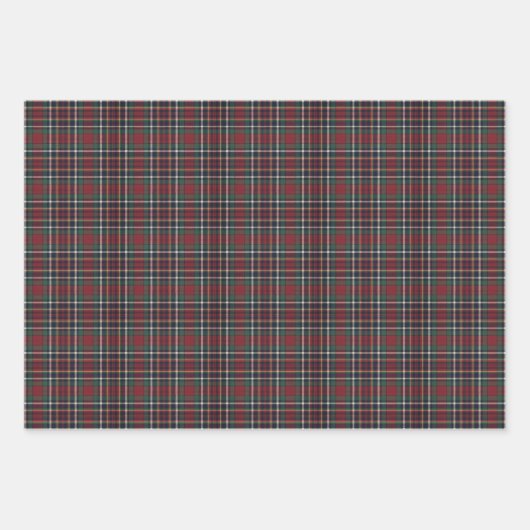 Red Dark Navy Blue Green Plaid Pattern Holiday Inpakpapier Vel (Voorkant 3)