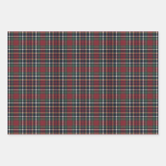 Red Dark Navy Blue Green Plaid Pattern Holiday Inpakpapier Vel (Voorkant)