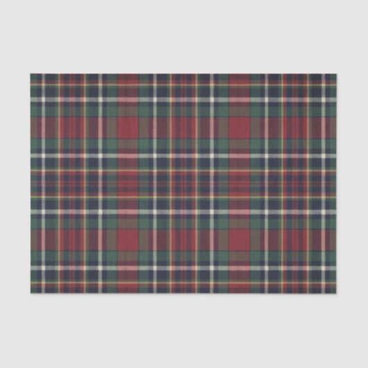 Red Dark Navy Blue Green Plaid Pattern Holiday Tissuepapier (Voorkant)