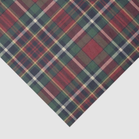 Red Dark Navy Blue Green Plaid Pattern Holiday Tissuepapier (Detail)