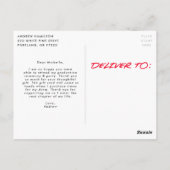 Red Dashed Modern Foto Afstuderen Dank u Briefkaart (Achterkant)