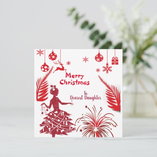 Red  Daughter Merry kerstOrnamenten Art (Staand voorkant)