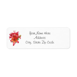 Red Day Lilies Return-adreslabels Etiket