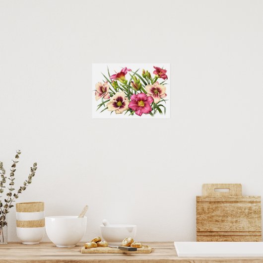 Red Daylilies Original Art Print (Keuken)