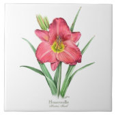 Red Daylily Botanical Art Stijl Tegeltje (Voorkant)