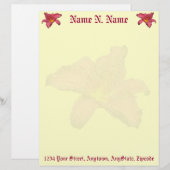 Red Daylily Coordinating Items Letterhead Briefhoofd Ontwerp (Voorkant / Achterkant)