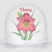 Red Daylily Flower Botanical Art Personalized Sneeuwbol (Achterkant)