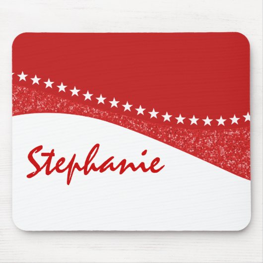 Red Dazzling Star Curves Mousepad Muismat (Voorkant)