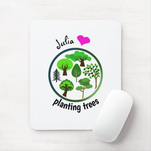 Red de aarde door bomen te planten muismat (Met muis)