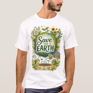 Red de Aarde – Eco-Vriendelijke Natuur Illustratie T-shirt