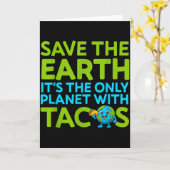 Red de aarde enige planeet met taco's grappige quo kaart (Gele Bloem)