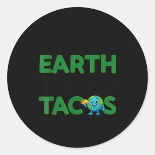 Red de aarde enige planeet met taco's grappige quo ronde sticker