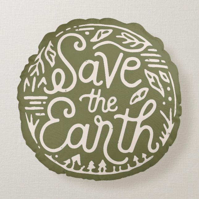 Red de aarde groen eco vriendelijke esthetiek rond kussen (Voorkant)