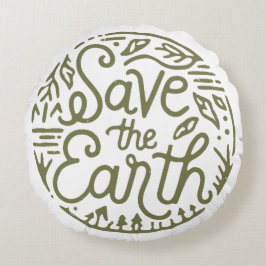 Red de aarde groene esthetiek rond kussen