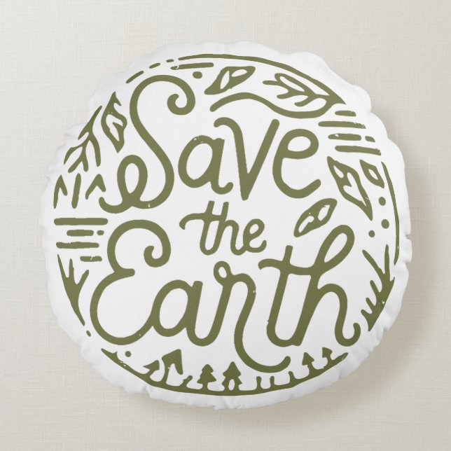 Red de aarde groene esthetiek rond kussen (Voorkant)