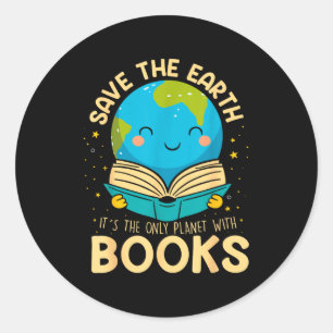 Red de aarde Het is de enige planeet met boekenlez Ronde Sticker