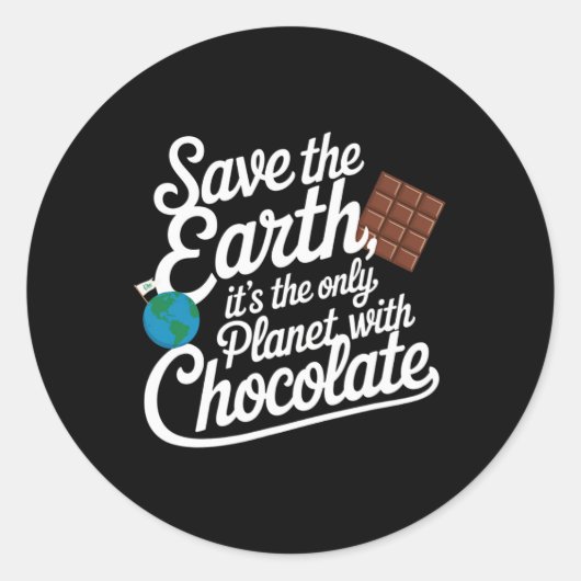 Red de aarde, het is de enige planeet met chocolad ronde sticker (Voorkant)