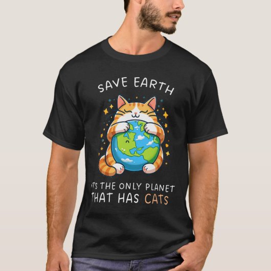 Red de aarde Het is de enige planeet met katten T-shirt (Voorkant)