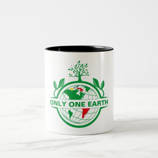 Red de aarde Red het leven Tweekleurige Koffiemok (Center)