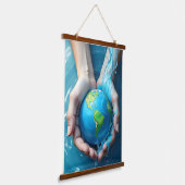 “Red de aarde Waterplaneet wandkleed (Gebogen)
