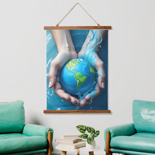 “Red de aarde Waterplaneet wandkleed (Woonkamer)