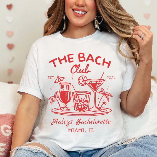 Red de Bach Club Cocktail Beach Bachelorette T-shirt