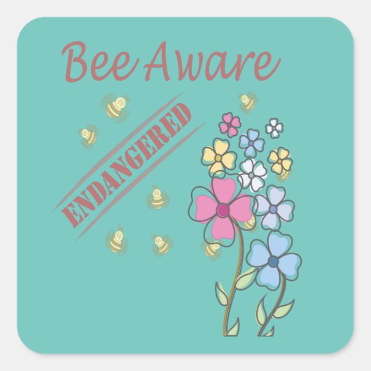 Red de bedreigde bijen vierkante sticker (Voorkant)