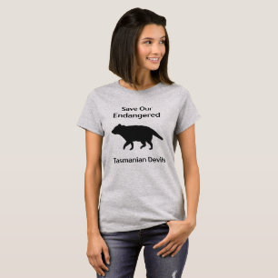 Red de bedreigde Tasmaanse duivel zwart silhouet T-shirt